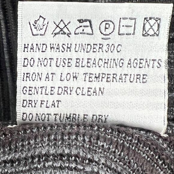 Fusun Cardigan Sweater L Brown Gray Abstract Stripe Merino Wool Open Lagenlook - Picture 13 of 16